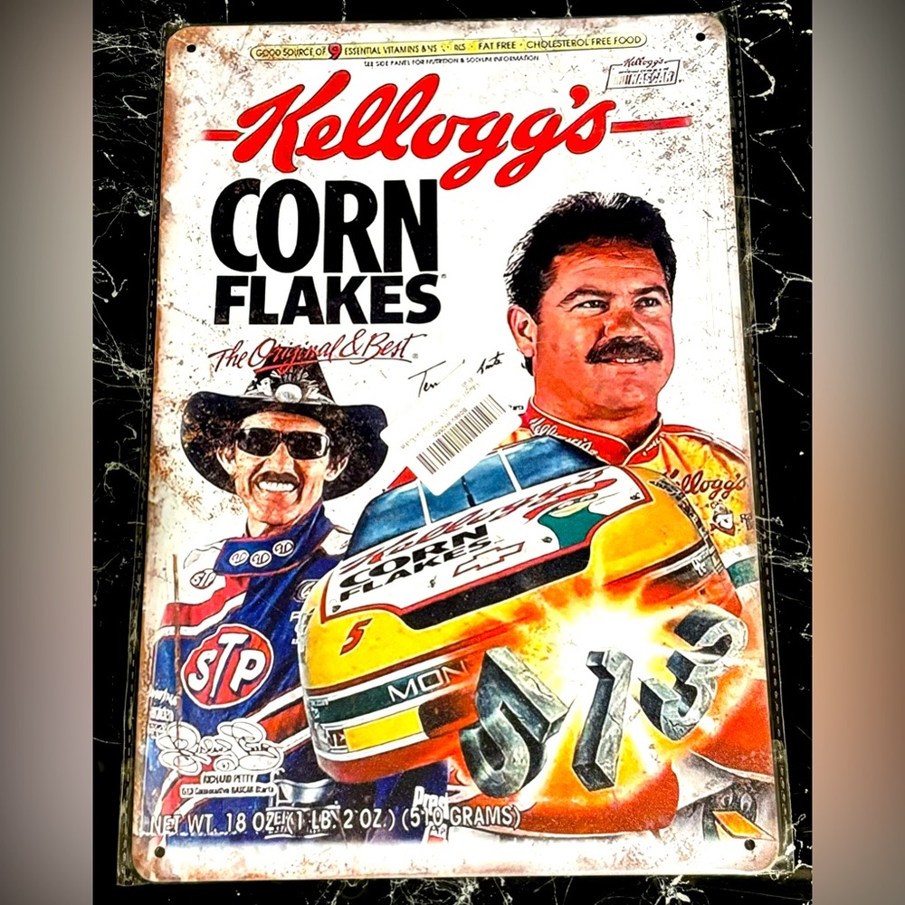 Richard Petty Kelloggs metal tin signage